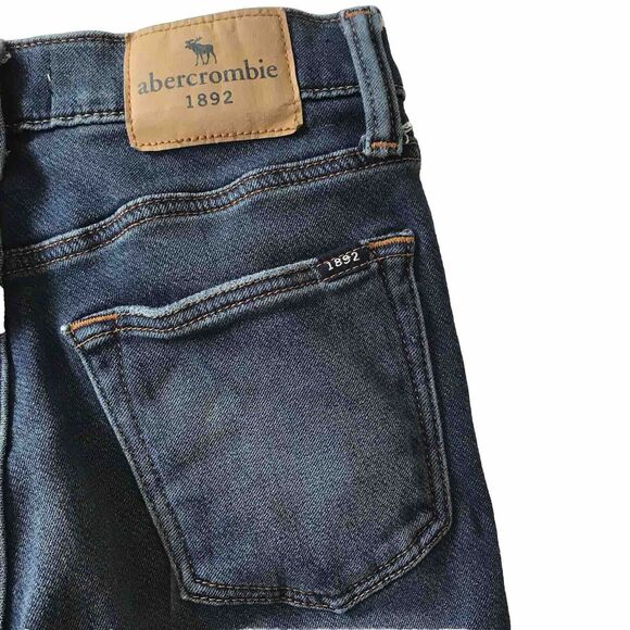 Abercrombie Kids Girls Skinny Jean Denim Distressed Ripped Size 11/12 Dark Wash - Picture 3 of 8
